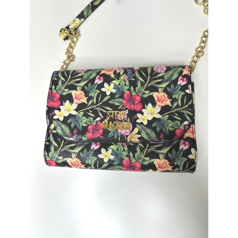 Steve Madden Black Floral Blynn Crossbody Bag - Picture 2 of 9